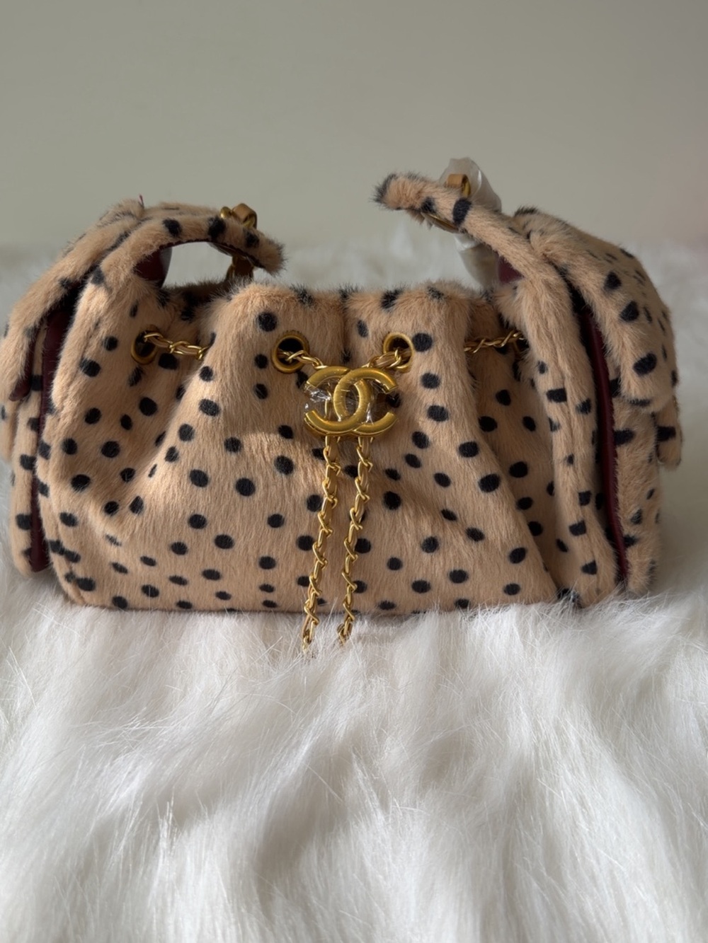 Pony Hair Mini 25 Handbag Beige Black